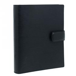 مملوكة مسبقًا جراب أجندة لوي فيتون جلد أيبي أسود بحلقات كبيرة