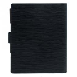 مملوكة مسبقًا جراب أجندة لوي فيتون جلد أيبي أسود بحلقات كبيرة