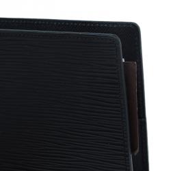 مملوكة مسبقًا جراب أجندة لوي فيتون جلد أيبي أسود بحلقات كبيرة