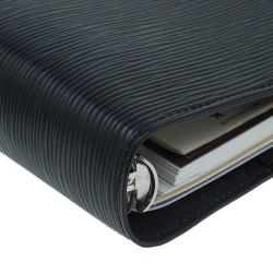 مملوكة مسبقًا جراب أجندة لوي فيتون جلد أيبي أسود بحلقات كبيرة