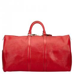 Pre Owned Louis Vuitton Red Epi Leather Keepall 55