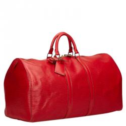 Pre Owned Louis Vuitton Red Epi Leather Keepall 55