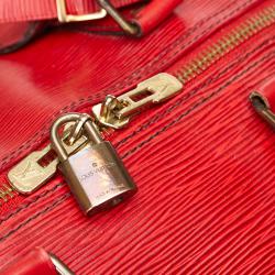 Pre Owned Louis Vuitton Red Epi Leather Keepall 55