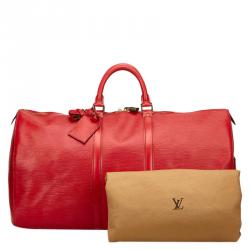 Pre Owned Louis Vuitton Red Epi Leather Keepall 55