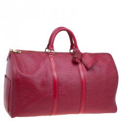 Pre Owned Louis Vuitton Red Epi Leather Keepall 50