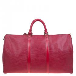 Pre Owned Louis Vuitton Red Epi Leather Keepall 50