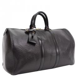 Louis Vuitton Black Epi Leather Noir Keepall 45 duffle bag ref