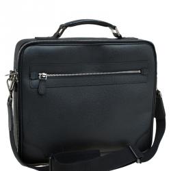 Pre Owned Louis Vuitton Black Taiga Leather Odessa Computer Case Bag