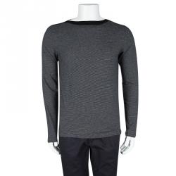 Pre Owned Maison Martin Margiela Monochrome Striped Boat Neck Long Sleeve T-Shirt M
