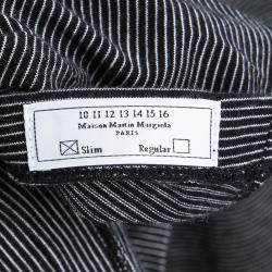 Pre Owned Maison Martin Margiela Monochrome Striped Boat Neck Long Sleeve T-Shirt M