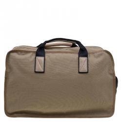 Pre Owned Marc by Marc Jacobs Light Brown Canvas Trimmed Leather Duffel Bag