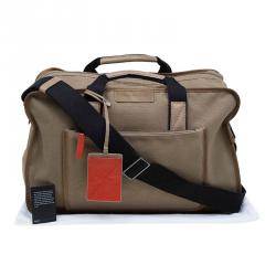 Pre Owned Marc by Marc Jacobs Light Brown Canvas Trimmed Leather Duffel Bag