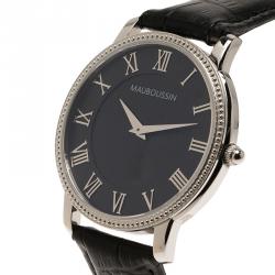 Mauboussin Black Stainless Steel Montre Homme Jardin Men's Wristwatch 40MM