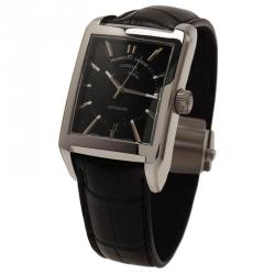 Pre Owned Maurice Lacroix Black Stainless Steel Pontos Rectangulaire Day Date Men's Wristwatch 32MM