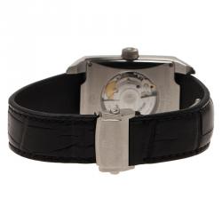 Pre Owned Maurice Lacroix Black Stainless Steel Pontos Rectangulaire Day Date Men's Wristwatch 32MM