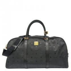 MCM Black Visetos PVC Duffle Bag