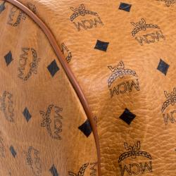 MCM Cognac Visetos Coated Canvas Stark Weekender Duffel Bag