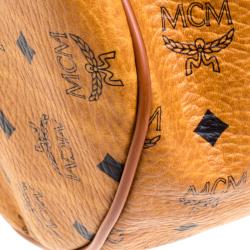 MCM Cognac Visetos Coated Canvas Stark Weekender Duffel Bag