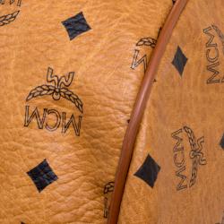 MCM Cognac Visetos Coated Canvas Stark Weekender Duffel Bag