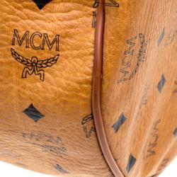 MCM Cognac Visetos Coated Canvas Stark Weekender Duffel Bag
