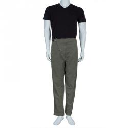 مملوكة مسبقًا McQ by Alexander McQueen Olive Green Leather Buckle Utility Pants S