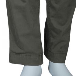 مملوكة مسبقًا McQ by Alexander McQueen Olive Green Leather Buckle Utility Pants S