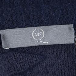 Pre Owned بلوفر أم سي كيو باي أليكساندر ماكوين  برقبة حرف V صوف أزرق كحلي منقوش XL