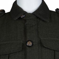 Pre Owned McQ By Alexander McQueen Olive Green Herringbone Vest M