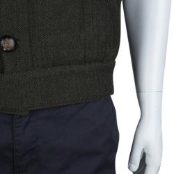 Pre Owned McQ By Alexander McQueen Olive Green Herringbone Vest M