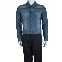 Pre Owned McQ By Alexander McQueen Faded Indigo Distressed Denim Jacket M