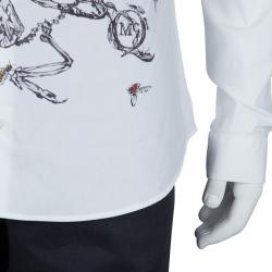 مملوكة مسبقًا McQ By Alexander McQueen White Printed Long Sleeve Buttondown Cotton Shirt XXL