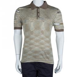 Pre Owned Missoni Multicolor Striped Knit Polo T-Shirt L