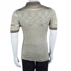 Pre Owned Missoni Multicolor Striped Knit Polo T-Shirt L