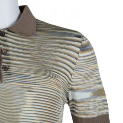 Pre Owned Missoni Multicolor Striped Knit Polo T-Shirt L