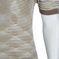 Pre Owned Missoni Multicolor Striped Knit Polo T-Shirt L
