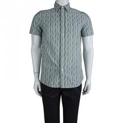 Pre Owned Missoni Multicolor Printed Short Sleeve Button Front Cotton Shirt XL