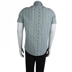 Pre Owned Missoni Multicolor Printed Short Sleeve Button Front Cotton Shirt XL