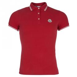 Moncler Red Logo Patch Polo T-Shirt M
