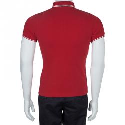 Moncler Red Logo Patch Polo T-Shirt M