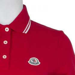 Moncler Red Logo Patch Polo T-Shirt M