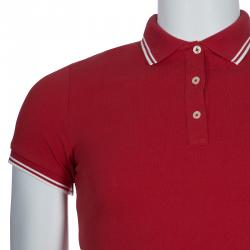 Moncler Red Logo Patch Polo T-Shirt M