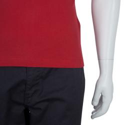 Moncler Red Logo Patch Polo T-Shirt M