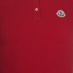 Moncler Red Logo Patch Polo T-Shirt M