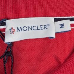 Moncler Red Logo Patch Polo T-Shirt M