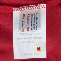 Moncler Red Logo Patch Polo T-Shirt M