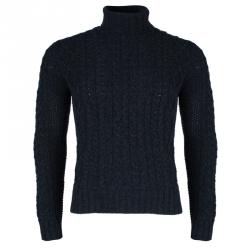 Moncler Men's Grey Turtleneck Cable-knit Pullover M