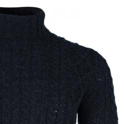 Moncler Men's Grey Turtleneck Cable-knit Pullover M