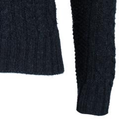 Moncler Men's Grey Turtleneck Cable-knit Pullover M