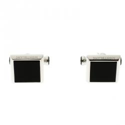Pre Owned Montblanc Black Onyx Stainless Steel Sartorial Cufflinks