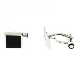 Pre Owned Montblanc Black Onyx Stainless Steel Sartorial Cufflinks